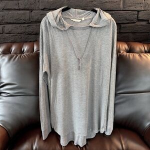 Soft Surroundings Striped Hooded Knit Top